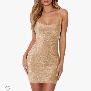 champagne sparkly mini dress, size small, never worn